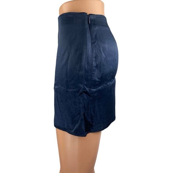 NEW Aritzia Babaton Women's Blue Silky Satin Side Zip Mini Slip Pencil Skirt 0 - Picture 3 of 5